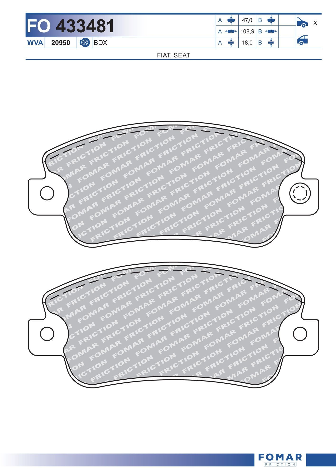 Колодки Seat Ibiza I хэтчбек (021A) (1984 - 1993) цена, от 13.25 USD